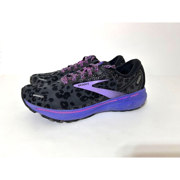 Brooks Ghost 14 Electric Cheetah Run Wild Black Purple Women’s Size 9 - Picture 2 of 12